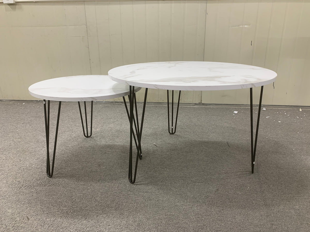 27.56'' Round Nesting Coffee Table Set of 2, Circular Nesting End Table Set