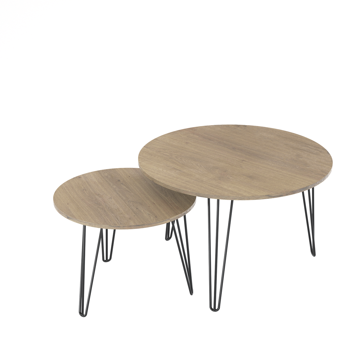 27.56'' Round Nesting Coffee Table Set of 2, Circular Nesting End Table Set