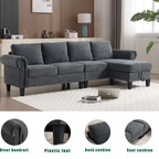 Convertible Sectional Sofa with Storage,L-shaped sofa Modern Linen Fabric