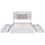 Multi-functional Full Size Bed Frame with 4 Under-bed Portable Storage Drawers