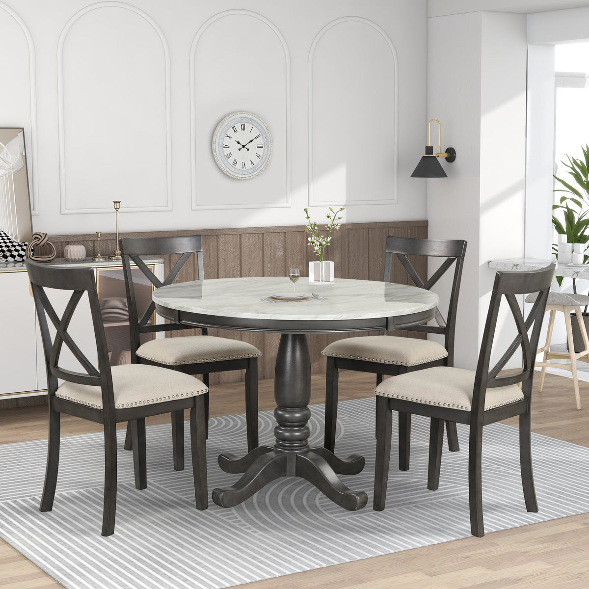 Orisfur 5 Pieces Dining Table and Chairs Set for 4