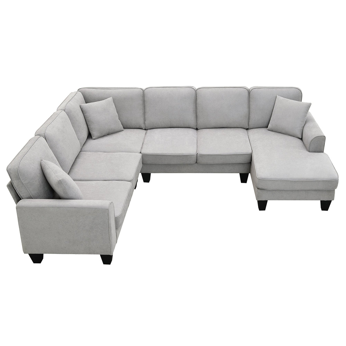 [New] 108*85.5" Modern U Shape Sectional Sofa 7 Seat Fabric Sectional Sofa Set
