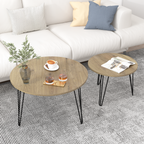 27.56'' Round Nesting Coffee Table Set of 2, Circular Nesting End Table Set
