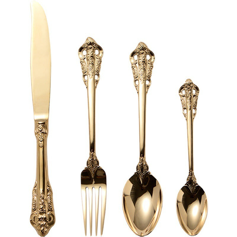 Stainless steel gold-plated palace Western tableware set