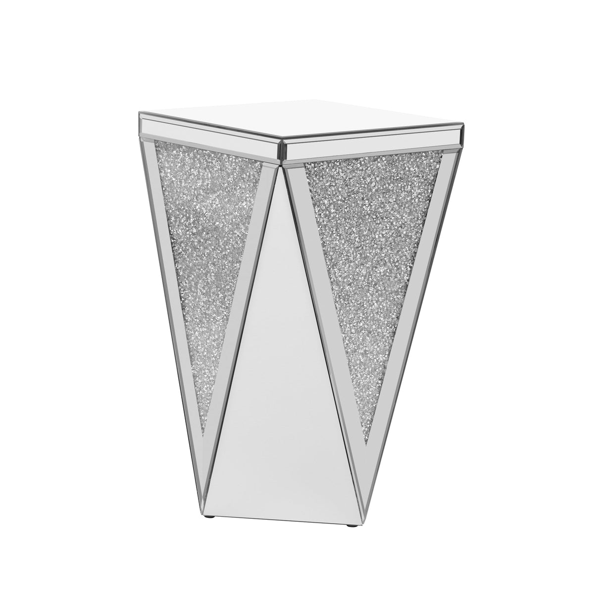 U-Can 13.8'' Silver Square Mirrored End Table, Modern Side Table