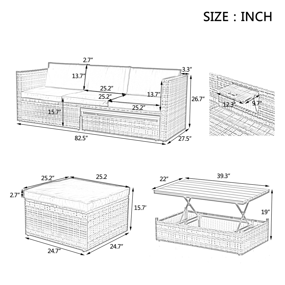 5 Set Wicker Furniture