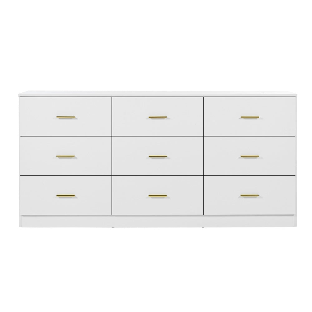 Modern White 9-Drawer Dresser for Bedroom