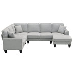 [New] 108*85.5" Modern U Shape Sectional Sofa 7 Seat Fabric Sectional Sofa Set