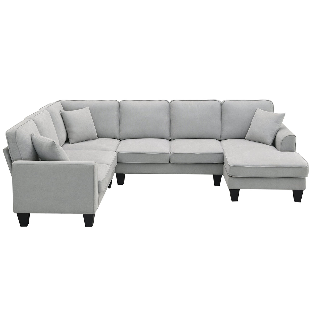[New] 108*85.5" Modern U Shape Sectional Sofa 7 Seat Fabric Sectional Sofa Set