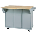 Kitchen handcart with rubber wood leaf countertop, storage cabinet
