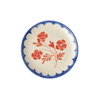 Ceramic Cake Plate with Hand Painted Vintage Flower