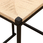 Set of 2 Bar Stools with Back Paper Rope Woven Counter Height