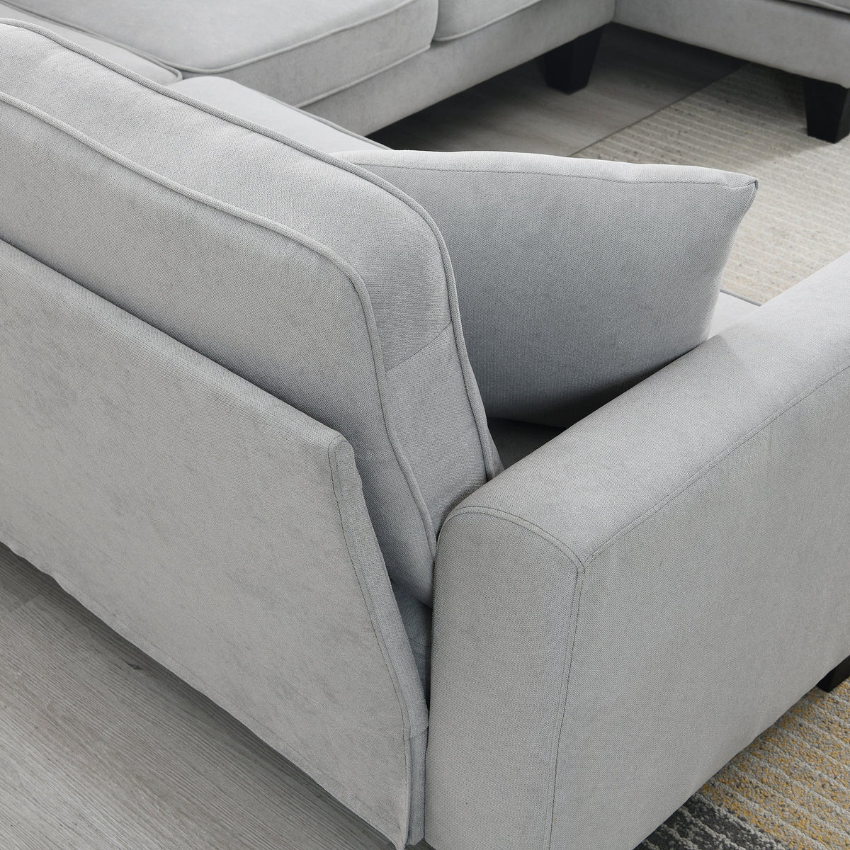 [New] 108*85.5" Modern U Shape Sectional Sofa 7 Seat Fabric Sectional Sofa Set