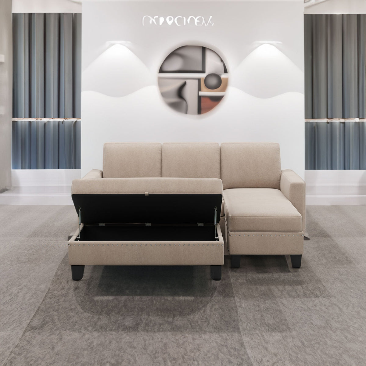 [New] [VIDEO provided] 81.1*76.3*35" Reversible Sectional Couch with Storage