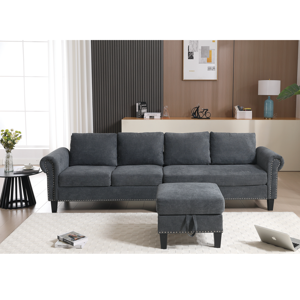 Convertible Sectional Sofa with Storage,L-shaped sofa Modern Linen Fabric