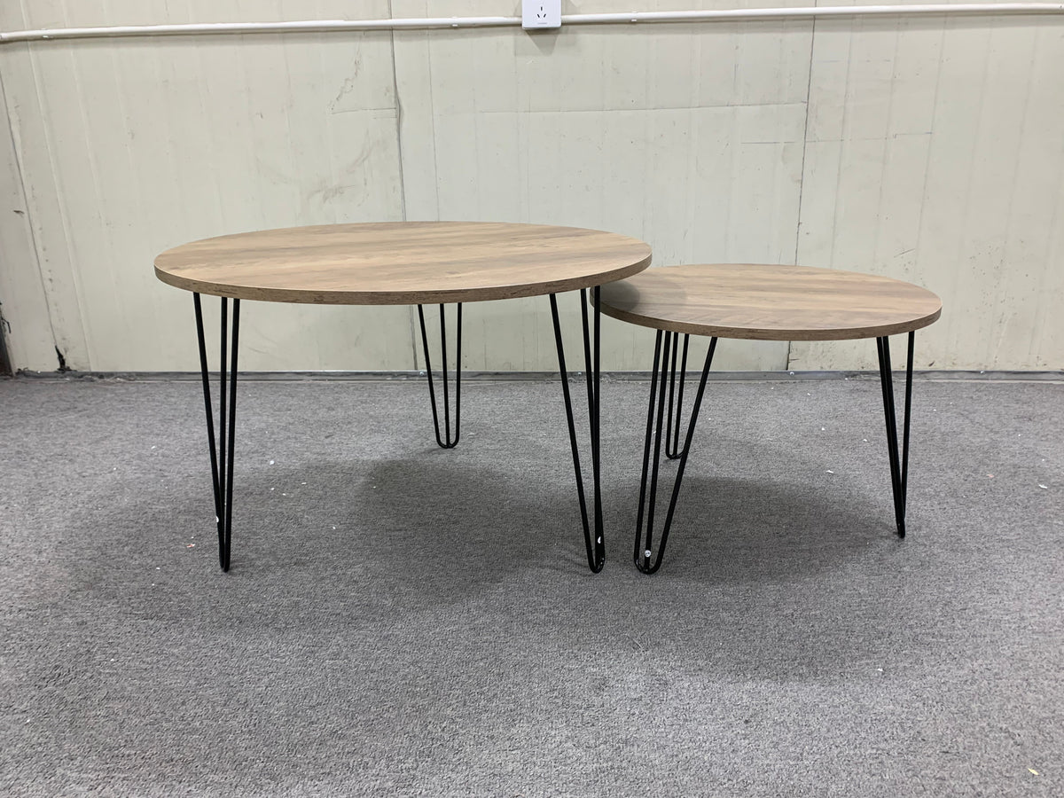 27.56'' Round Nesting Coffee Table Set of 2, Circular Nesting End Table Set