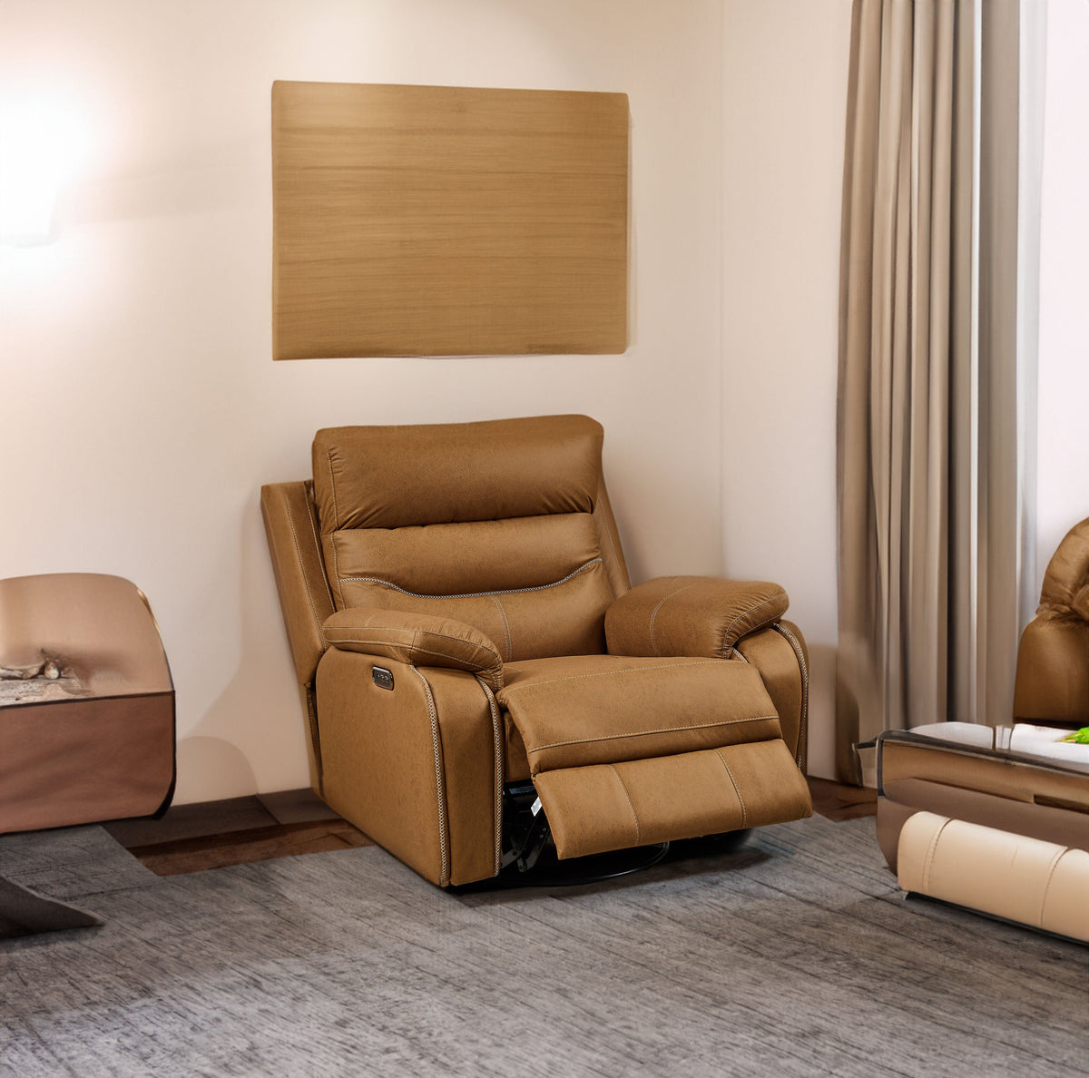 Liyasi Dual OKIN Motor Rocking and 240 Degree Swivel Single Sofa Seat recliner