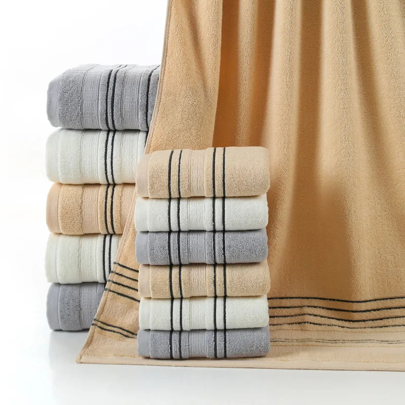 3 Pieces Set Grey Cotton Towel Set