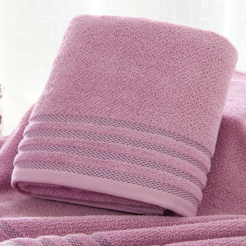 New Stripe Cotton Towel Bath Towel of Three Sets Solid Color