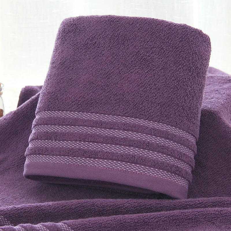 New Stripe Cotton Towel Bath Towel of Three Sets Solid Color