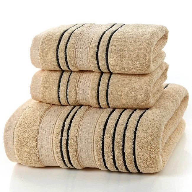 3 Pieces Set Grey Cotton Towel Set