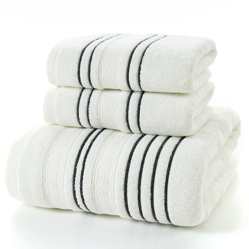 3 Pieces Set Grey Cotton Towel Set