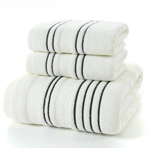 3 Pieces Set Grey Cotton Towel Set
