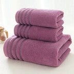 New Stripe Cotton Towel Bath Towel of Three Sets Solid Color