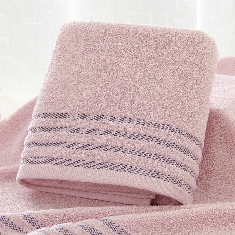 New Stripe Cotton Towel Bath Towel of Three Sets Solid Color