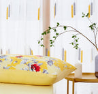 DaDa Bedding Yellow Hummingbird Duvet Cover, Sheets & Valance Set