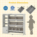 Kids Toy Storage and Bookshelf with Open Shelves and Single-door Cabinet