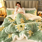 Winter Bedding Thick Quilt Blanket Thickened Warm Flannel Fleece Comforter