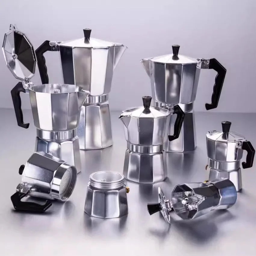 New 50ml-600ml Moka Pot Aluminum Household Electric Burner Stove Top Espresso Percolator