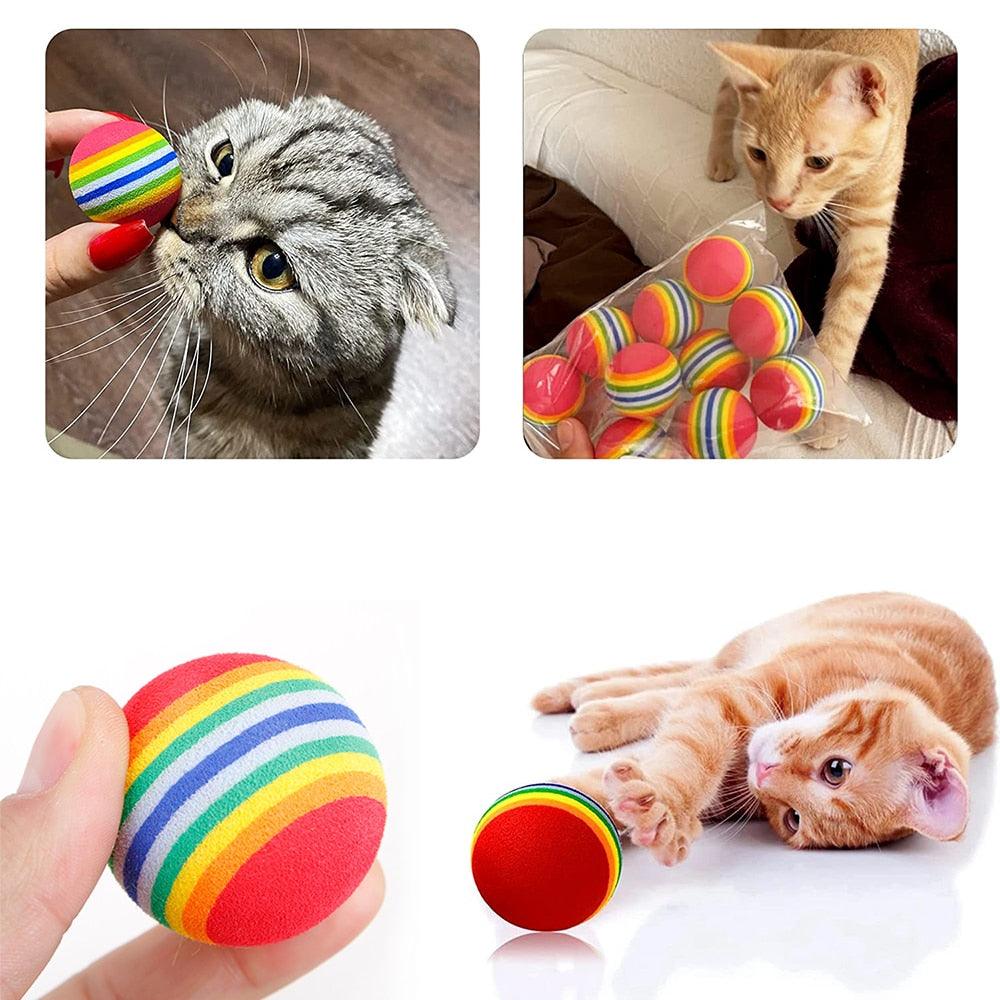 Cat Toy Interactive Ball Toys For Cats Funny Cat Rainbow Balls