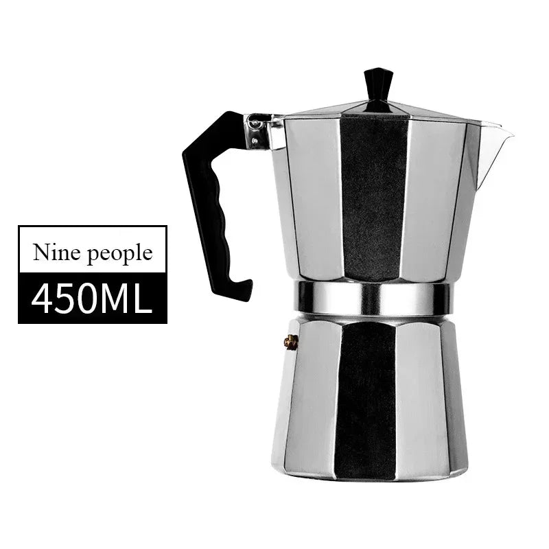 New 50ml-600ml Moka Pot Aluminum Household Electric Burner Stove Top Espresso Percolator