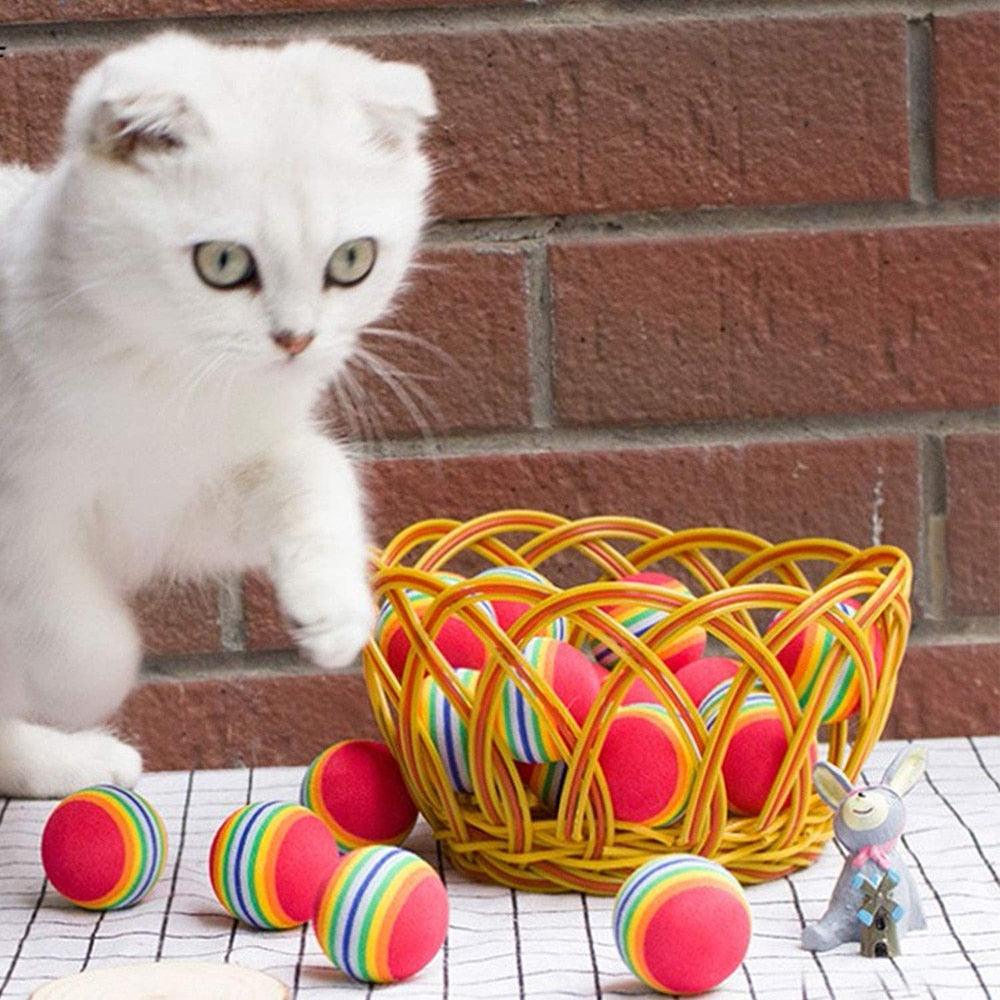 Cat Toy Interactive Ball Toys For Cats Funny Cat Rainbow Balls