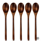5-Piece Wooden Spoon & Fork Set – Natural Eco-Friendly Tableware | Handmade Ellipse Soup Ladle & Cooking Utensil Set