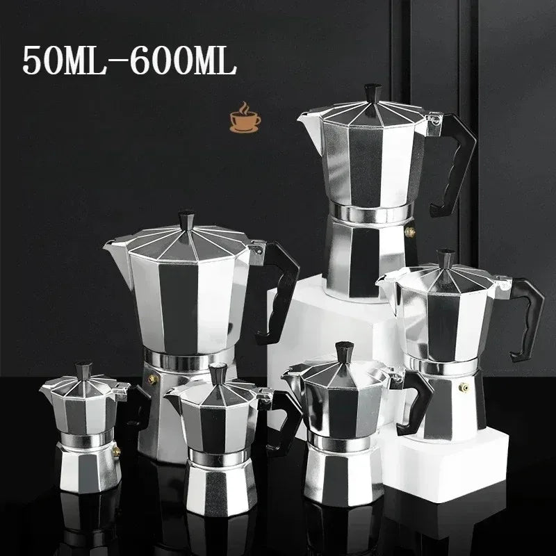 New 50ml-600ml Moka Pot Aluminum Household Electric Burner Stove Top Espresso Percolator