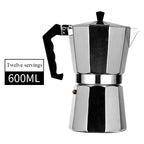 New 50ml-600ml Moka Pot Aluminum Household Electric Burner Stove Top Espresso Percolator