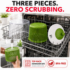 Cooler Kitchen Small Salad Spinner — Mini Lettuce Spinner and Dryer with Measuring Cup Bowl — Compact Veggie & Fruit Washer, Salad Dryer Spinner — Dishwasher Safe, BPA-Free