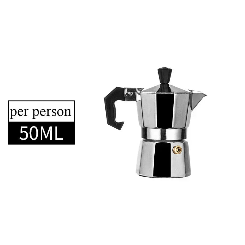 New 50ml-600ml Moka Pot Aluminum Household Electric Burner Stove Top Espresso Percolator
