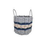 Light Gray, Light Tan & Navy Accent Rope Basket