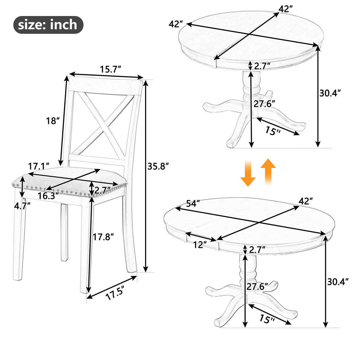 Modern Dining Table Set For 4, Round Table And 4 Kitchen Room Chairs