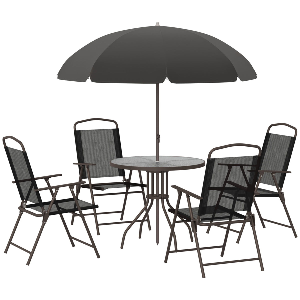 Outsunny - Patio Dining Set With Table Umbrella
