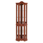 Corner Curio Cabinet with Lights and Adjustable Shelves - Walnut