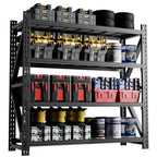 Heavy Duty 4 Shelf Garage Shelving Unit with Adjustable Steel Frame - Black