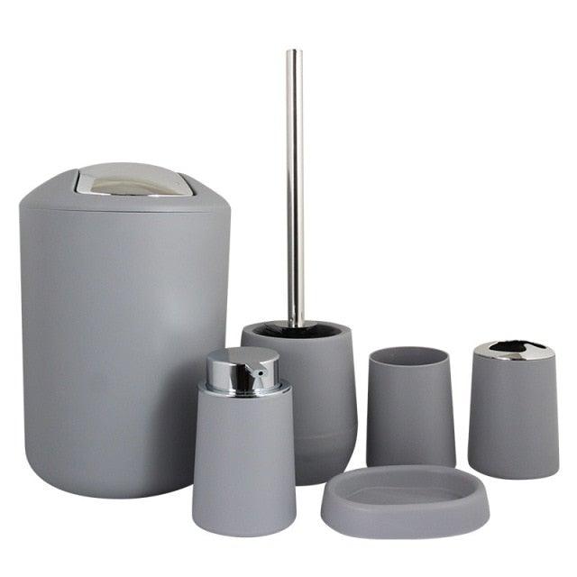 Bamboo Bathroom Accessories Set Plastic