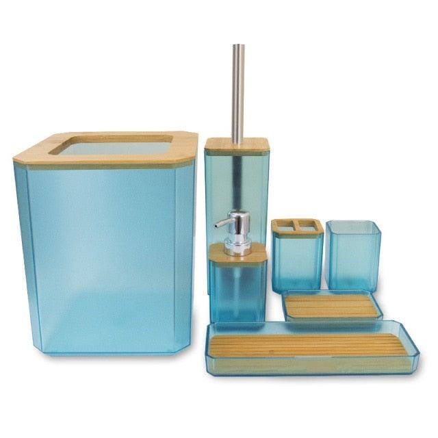 Bamboo Bathroom Accessories Set Plastic