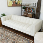 Mid Century Modern Sofa with Pet-Friendly Upholstery - White, Green, Orange
