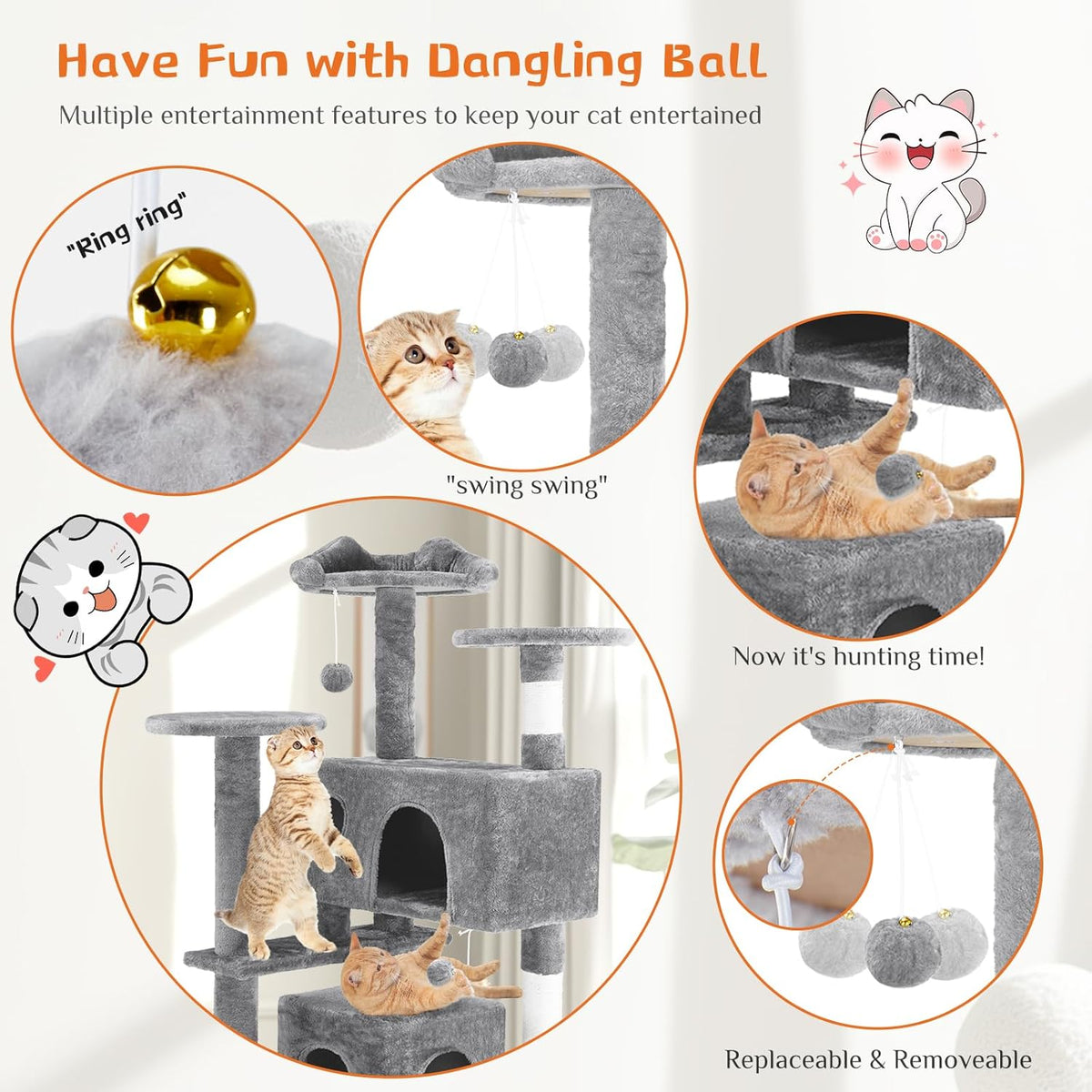 54 -Cat Tree Tower - Multi-level With Sisal Grab Post